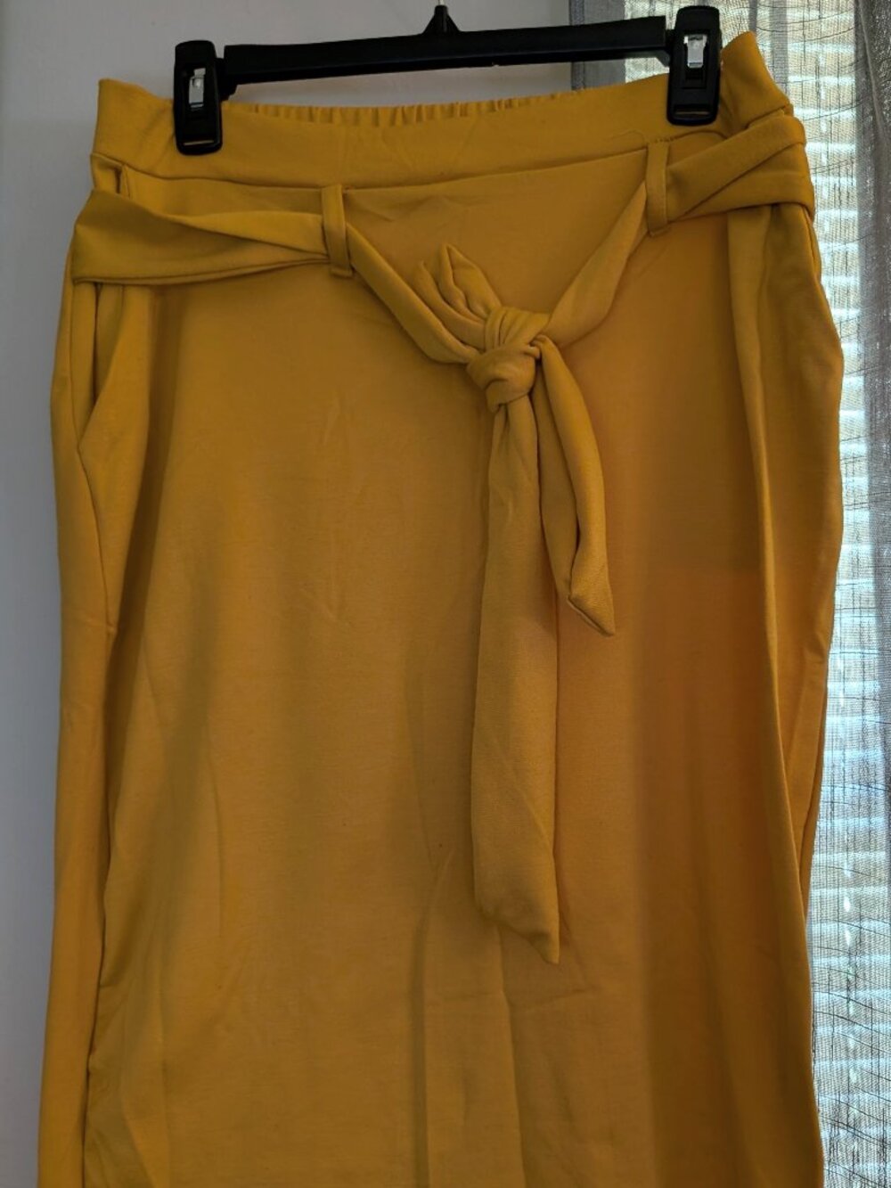 Molly & Erica Yellow Skirt with Pockets Tie Belt Stretchy Size 1X